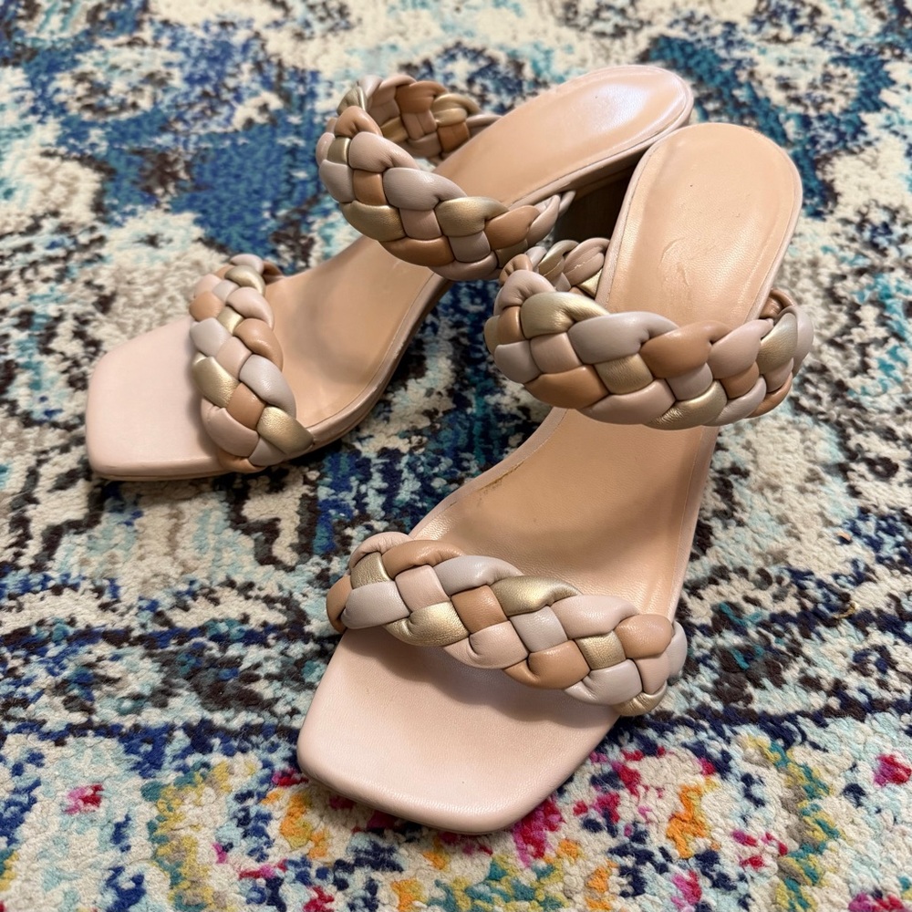 Women’s Elegant Braided Strap Sandals - Gold, Nude and Tan, Sz 8.5